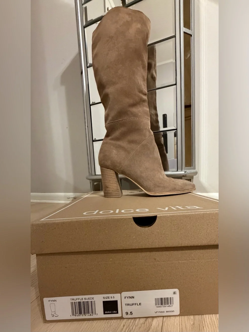 Dolce Vita Knee-High Suede Boots in Taupe